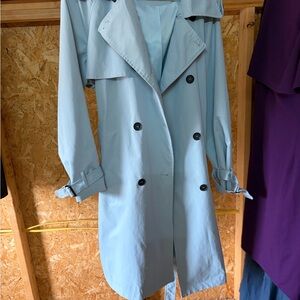 Light Blue Double-Breasted Trench Coat